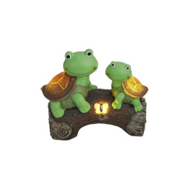Garden Ornament Turtle Figurine with Solar Lights - thumbnail 1