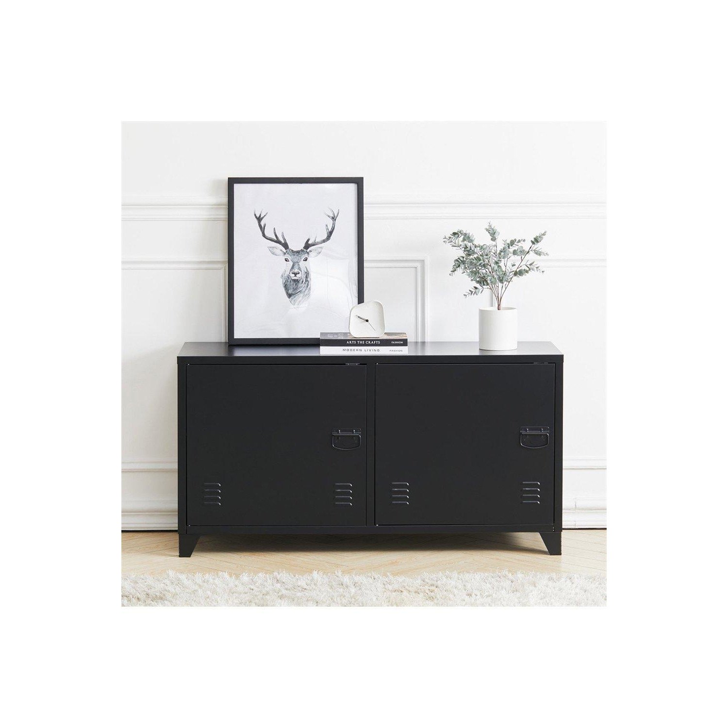 Industrial Style Metal File Cabinet with 2 Doors TV Stand Storage Cabinet - image 1