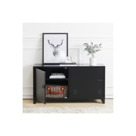 Industrial Style Metal File Cabinet with 2 Doors TV Stand Storage Cabinet - thumbnail 2