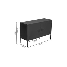 Black Metal Lateral File Cabinet with 2 Doors Industrial Style TV Stand Storage Cabinet - thumbnail 3