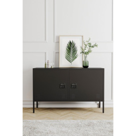 Black Metal Lateral File Cabinet with 2 Doors Industrial Style TV Stand Storage Cabinet - thumbnail 1