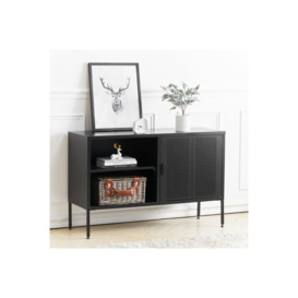 Freestanding Steel File Filing Cabinet with Open Shelves Industrial Style TV Stand Storage Cabinet - thumbnail 1