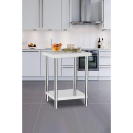 2 Tier Stainless Steel Kitchen Catering Prep Table Work Bench - thumbnail 1