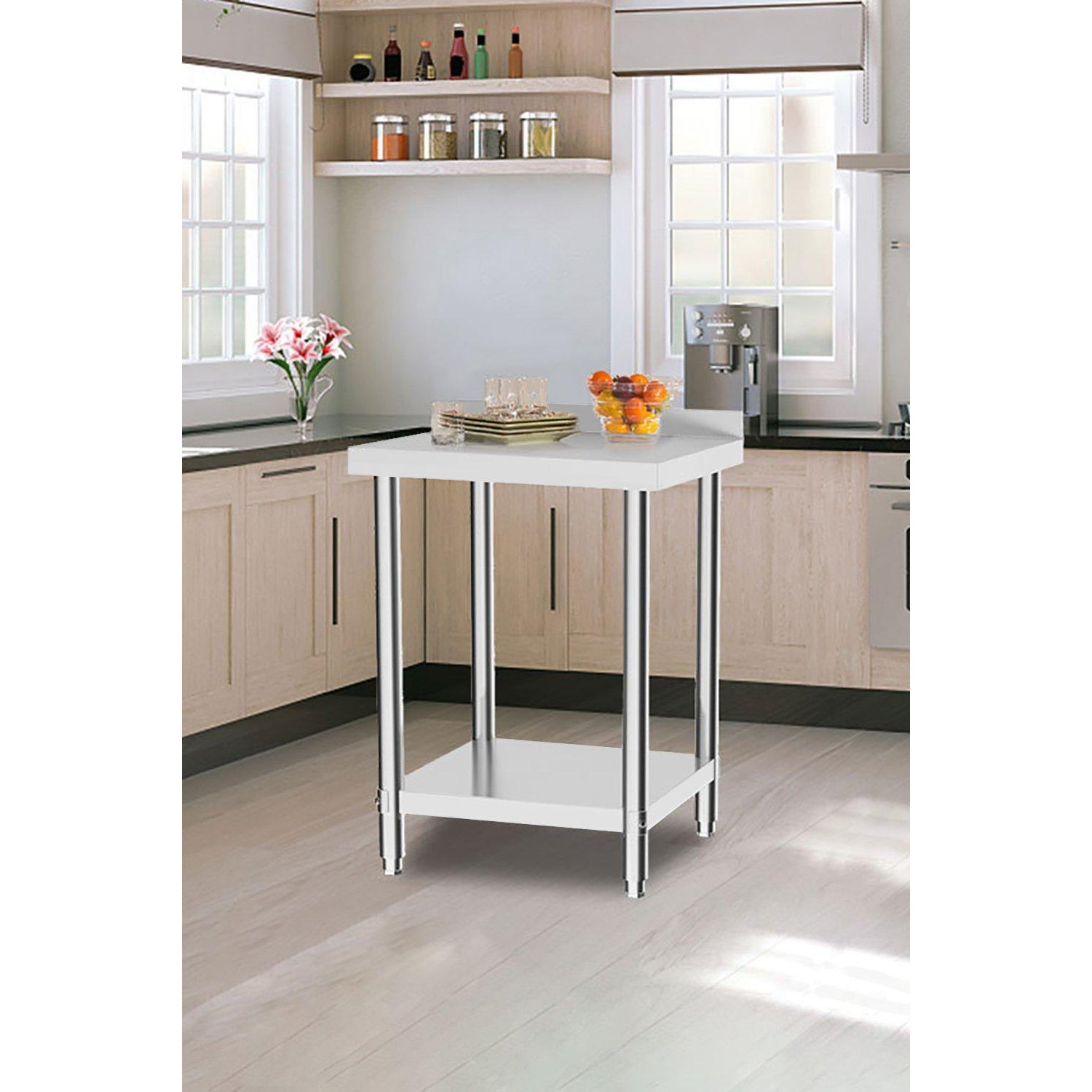 2 Tier Commercial Kitchen Prep & Work Table with Backsplash - image 1