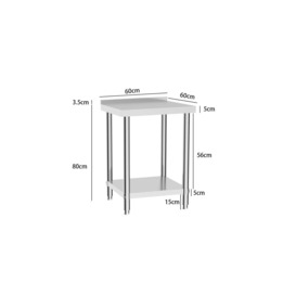 2 Tier Commercial Kitchen Prep & Work Table with Backsplash - thumbnail 3