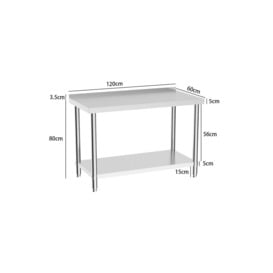 2 Tier Commercial Kitchen Prep & Work Table with Backsplash - thumbnail 2