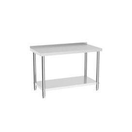 2 Tier Commercial Kitchen Prep & Work Table with Backsplash - thumbnail 1