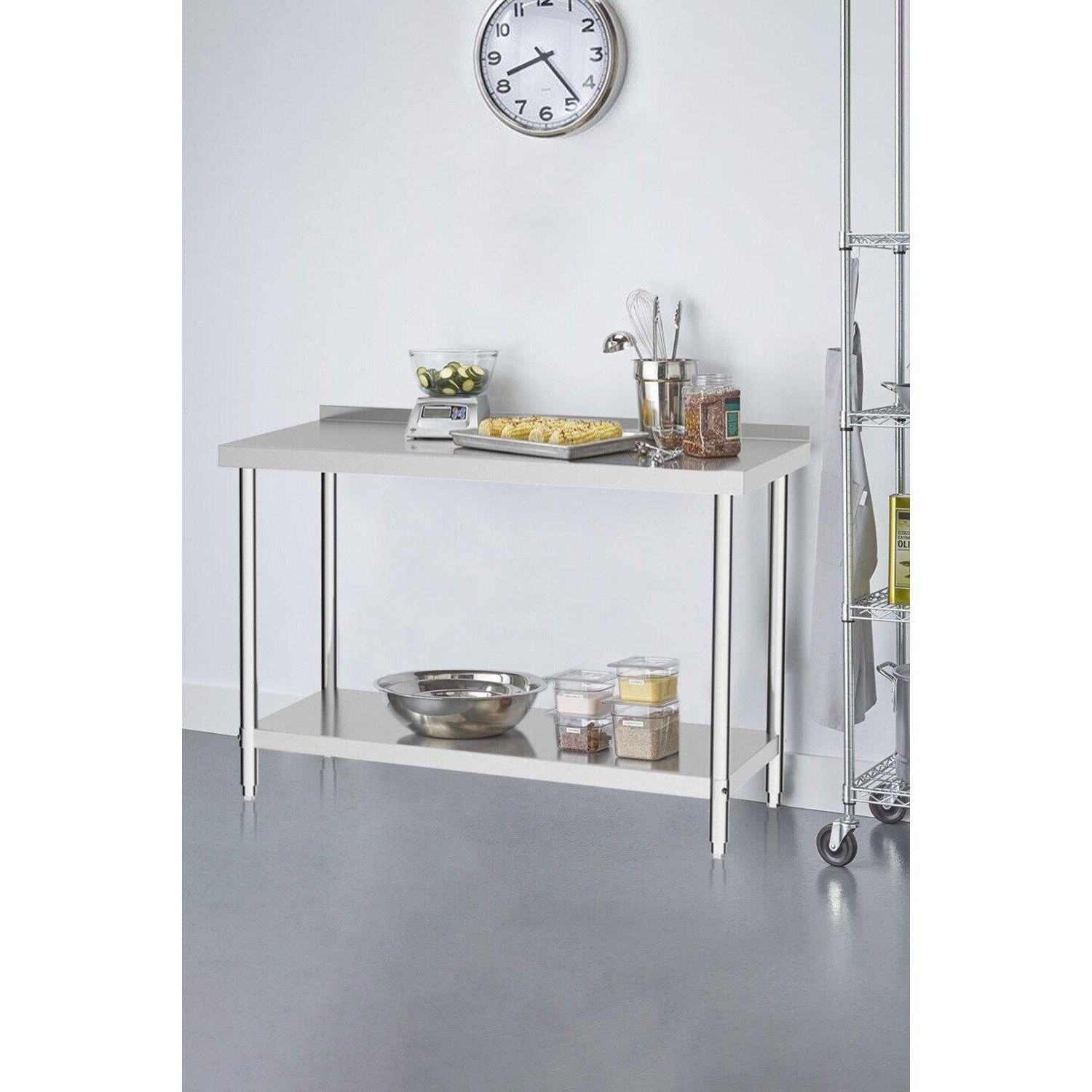 150cm Stainless Steel Kitchen Prep & Work Table with Backsplash - image 1