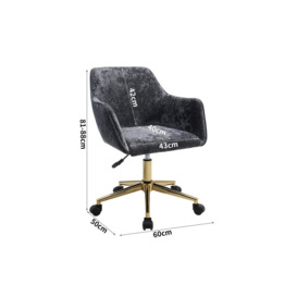 Velvet Upholstered Swivel Task Chair - thumbnail 2