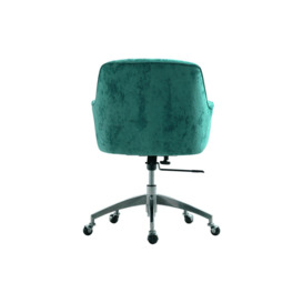 Velvet Upholstered Wheeled Swivel Office Chair - thumbnail 3