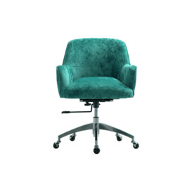 Velvet Upholstered Wheeled Swivel Office Chair - thumbnail 2