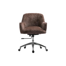 Velvet Upholstered Wheeled Swivel Office Chair - thumbnail 3