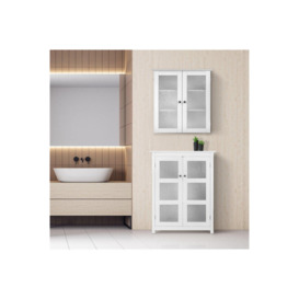 Bathroom Connor Wall Cabinet With 2 Glass Doors White - thumbnail 3