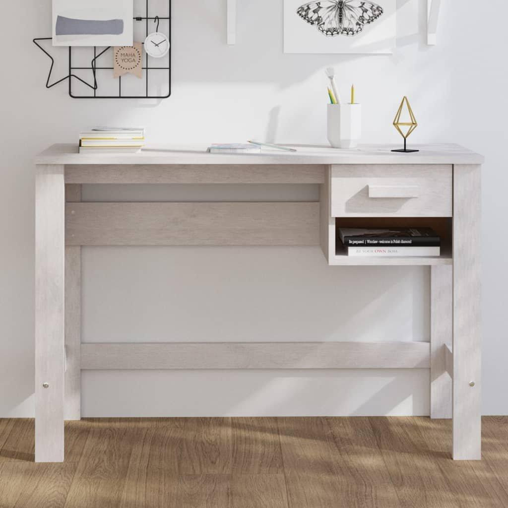 Desk HAMAR White 110x40x75 cm Solid Wood Pine - image 1