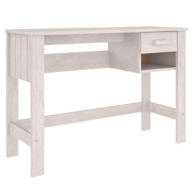Desk HAMAR White 110x40x75 cm Solid Wood Pine - thumbnail 2