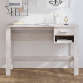 Desk HAMAR White 110x40x75 cm Solid Wood Pine - thumbnail 1