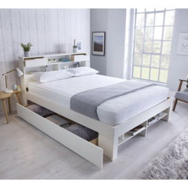 Fabian White Wooden Guest Bed with Drawer