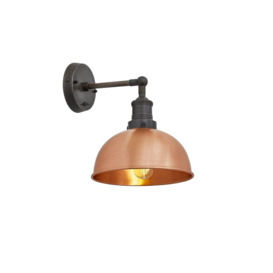 Brooklyn Dome Wall Light, 8 Inch, Copper, Pewter Holder - thumbnail 2
