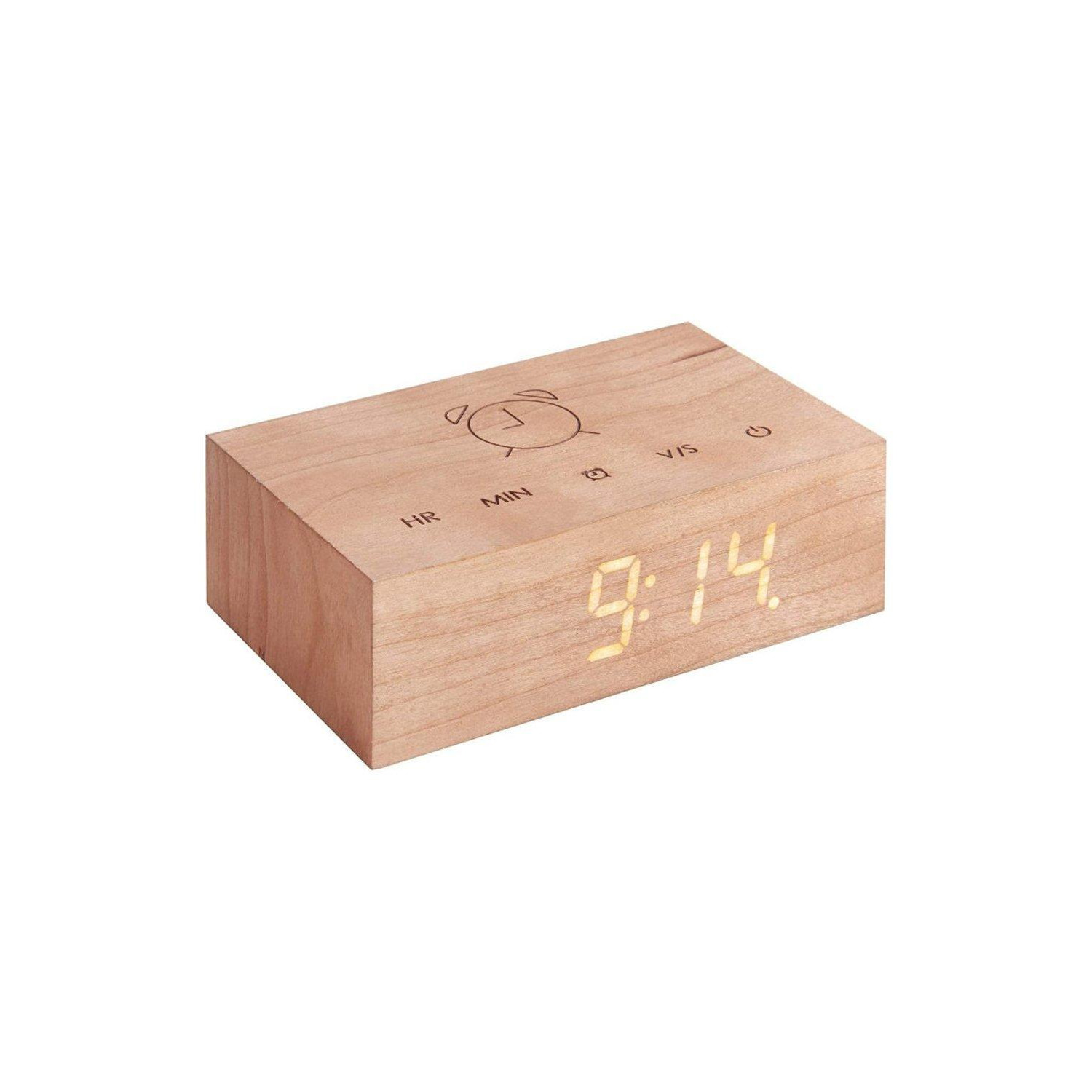 Flip Click Clock with LED Display & Alarm Natural Cherry - image 1