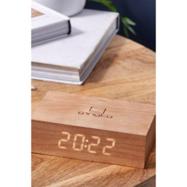Flip Click Clock with LED Display & Alarm Natural Cherry - thumbnail 3