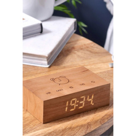 Flip Click Clock with LED Display & Alarm Natural Cherry - thumbnail 2