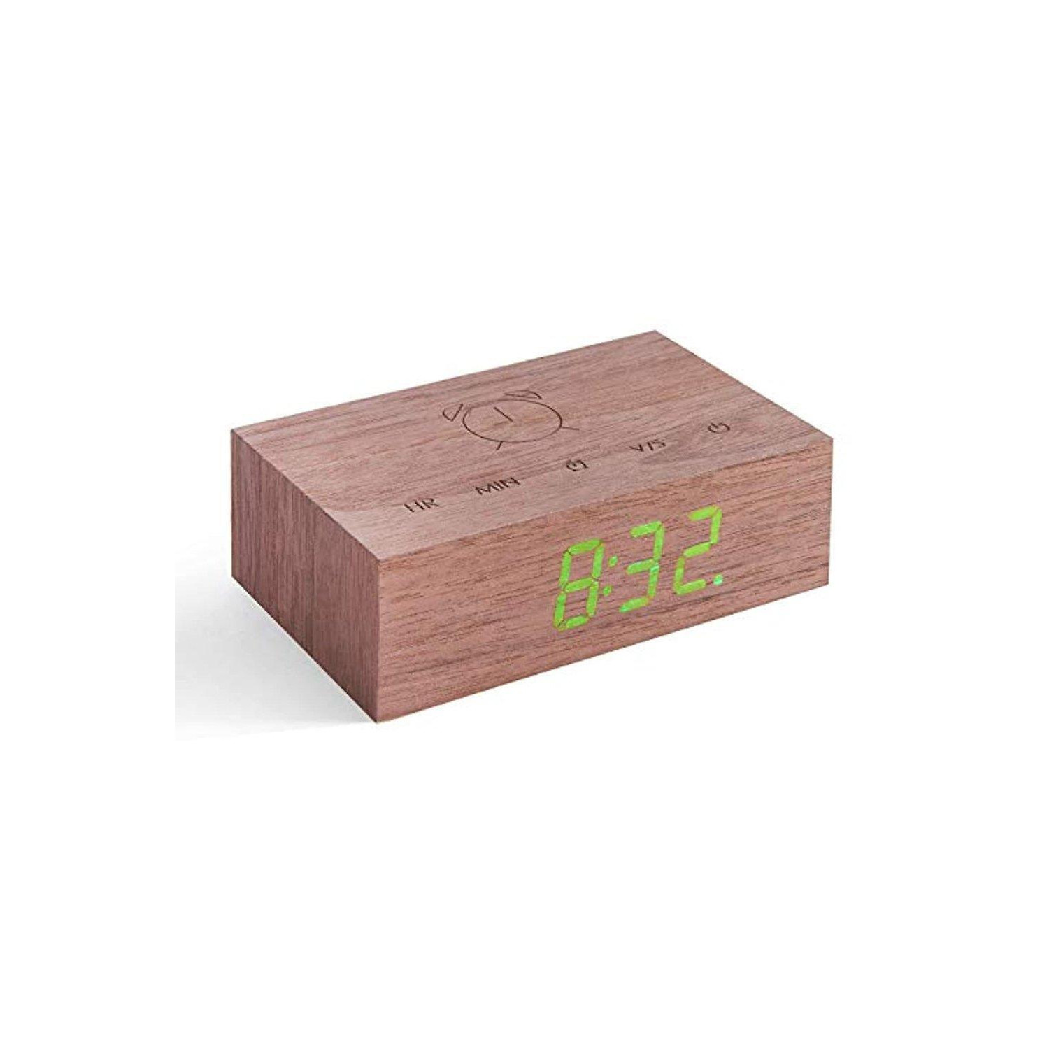Flip Click Clock with LED Display & Alarm Walnut - image 1