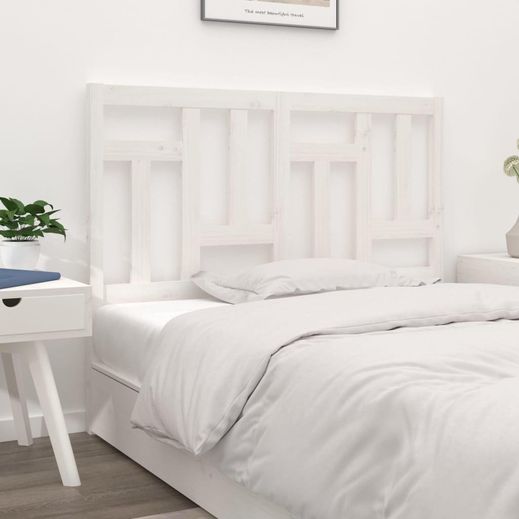 Bed Headboard White 185.5x4x100 cm Solid Wood Pine - image 1