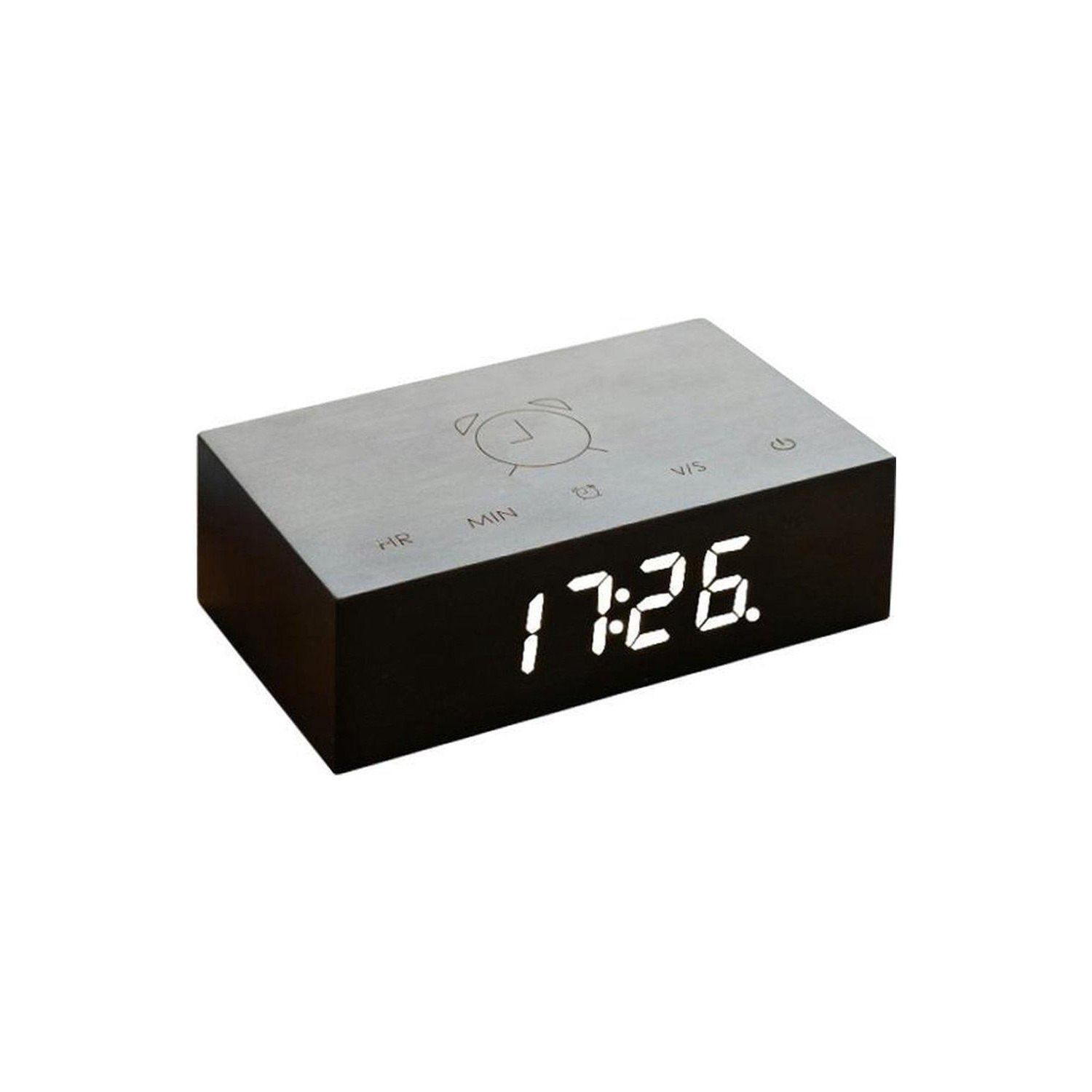 Flip Click Clock with LED Display & Alarm Black Wood - image 1