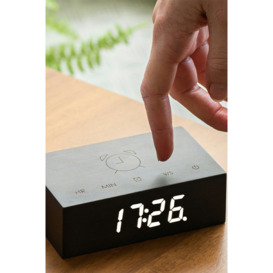 Flip Click Clock with LED Display & Alarm Black Wood - thumbnail 2