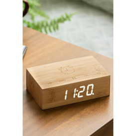 Flip Click Clock with LED Display & Alarm Natural Bamboo Wood - thumbnail 2