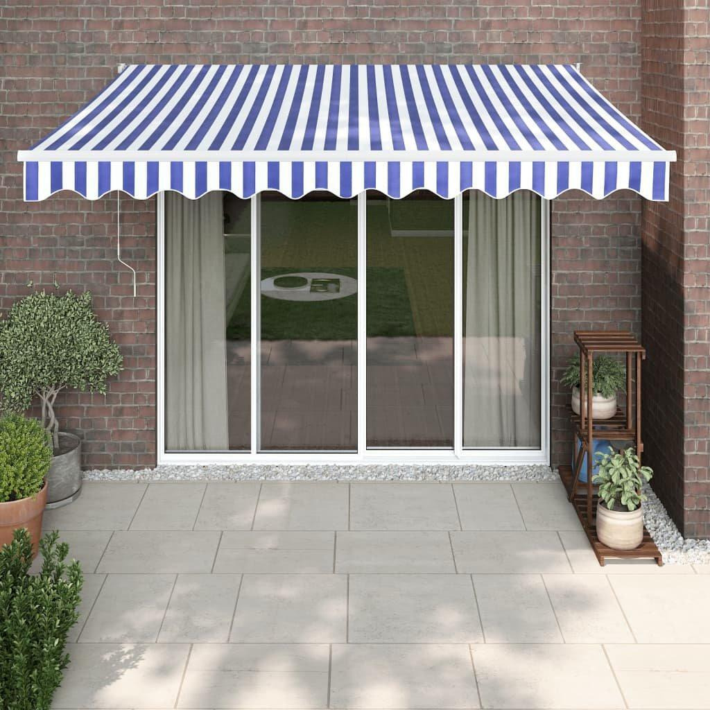 Retractable Awning Blue and White 3.5x2.5 m Fabric and Aluminium - image 1