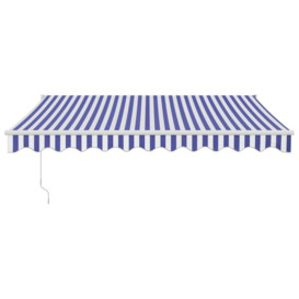 Retractable Awning Blue and White 3.5x2.5 m Fabric and Aluminium - thumbnail 3