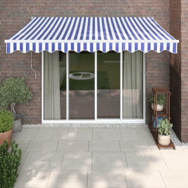 Retractable Awning Blue and White 3.5x2.5 m Fabric and Aluminium - thumbnail 1