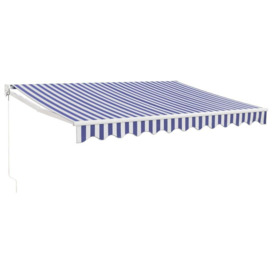 Retractable Awning Blue and White 3.5x2.5 m Fabric and Aluminium - thumbnail 2