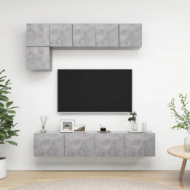 5 Piece TV Cabinet Set Concrete Grey Engineered Wood