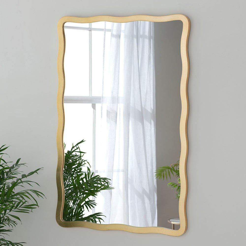 Gold Ripple Framed Rectangular Wall Mirror 120x80cm - image 1