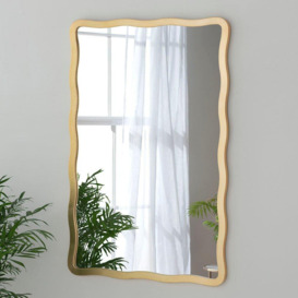 Gold Ripple Framed Rectangular Wall Mirror 120x80cm - thumbnail 1