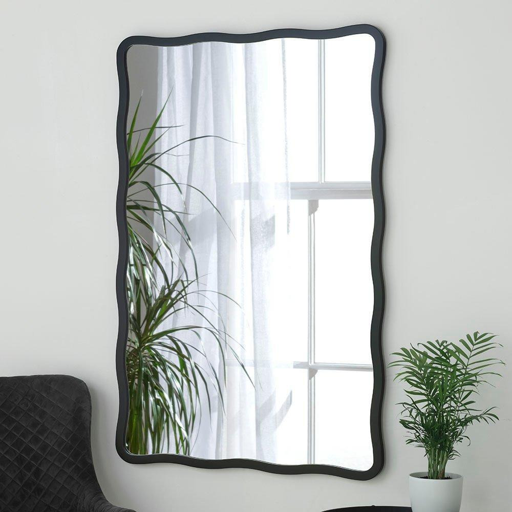 Black Ripple Framed Rectangular Wall Mirror 120x80cm - image 1