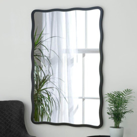 Black Ripple Framed Rectangular Wall Mirror 120x80cm - thumbnail 1
