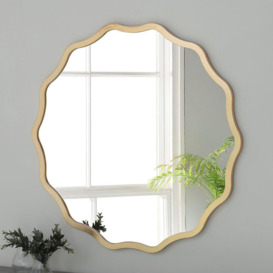 Gold Ripple Framed Circular Wall Mirror 90x90cm - thumbnail 1
