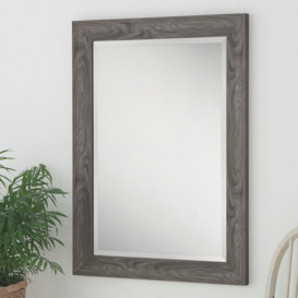 Rustic Grey Wood Effect Scooped Framed Mirror 76x61cm - thumbnail 1