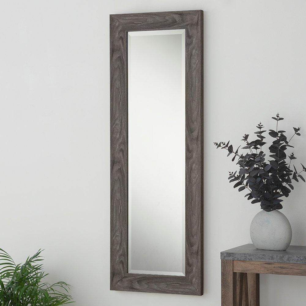 Rustic Grey Wood Effect Scooped Framed Mirror 130x46cm - image 1