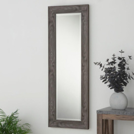 Rustic Grey Wood Effect Scooped Framed Mirror 130x46cm - thumbnail 1