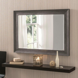 Charcoal Grey Scooped Framed Mirror 129.5x76cm