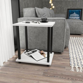 Gurnee Metal Side Table with Two Shelves Side End Table