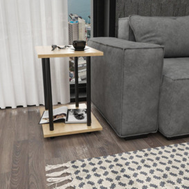 Gurnee Metal Side Table with Two Shelves Side End Table - thumbnail 3