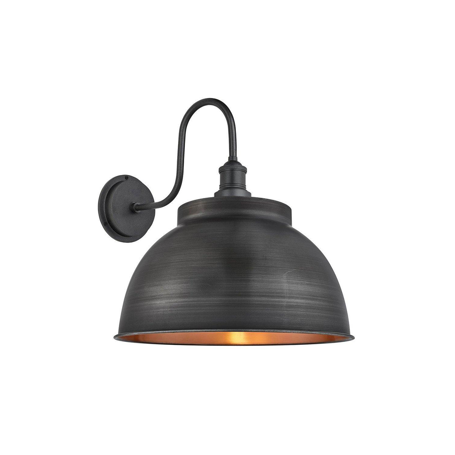 Swan Neck Outdoor & Bathroom Dome Wall Light, 17 Inch, Pewter & Copper, Pewter Holder - image 1