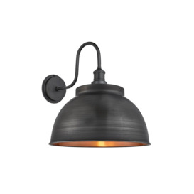 Swan Neck Outdoor & Bathroom Dome Wall Light, 17 Inch, Pewter & Copper, Pewter Holder - thumbnail 1