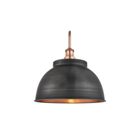 Swan Neck Outdoor & Bathroom Dome Wall Light, 17 Inch, Pewter & Copper, Copper Holder - thumbnail 2