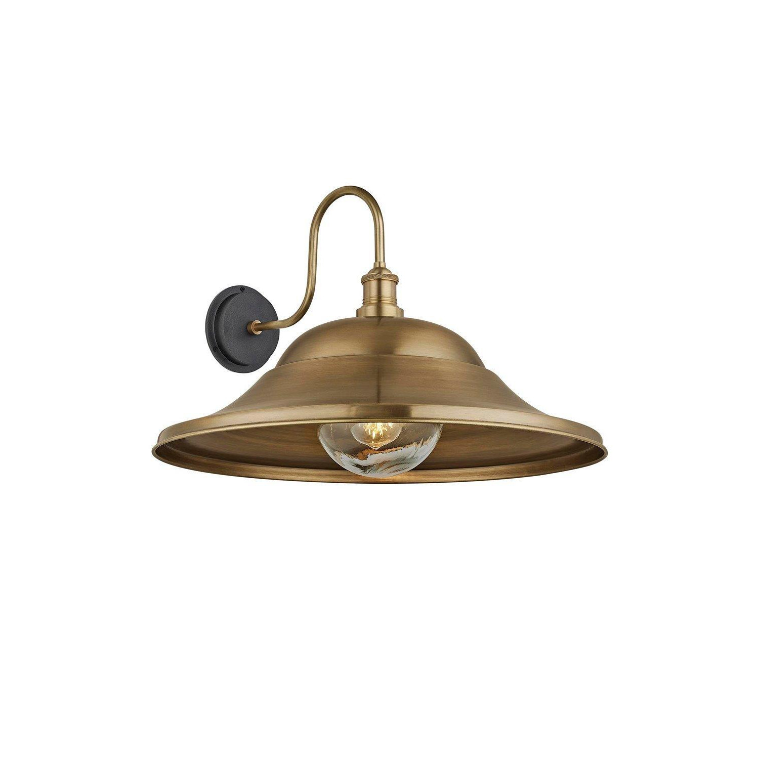 Swan Neck Outdoor & Bathroom Giant Hat Wall Light, 21 Inch, Brass, Brass Holder, Globe Glass - image 1